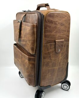 Куфар от естествена кожа в кафяв цвят 02