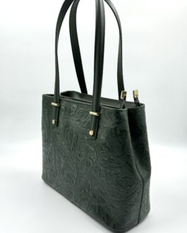 Дамска чанта от естествена кожа в тъмнозелено 1889