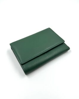 Дамски портфейл от естествена кожа в зелено 1-774