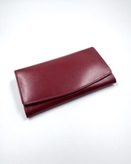 Дамски портфейл от естествена кожа в червено 3-825