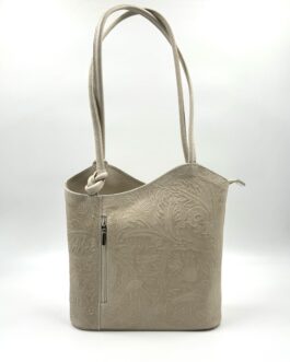 Дамска чанта- раница от естествена кожа в цвят ванилия 2