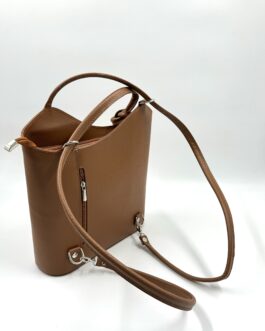 Дамска чанта- раница от естествена кожа в кафяв цвят