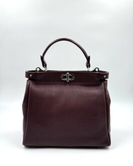 Дамска чанта от естествена кожа в цвят бордо 0111