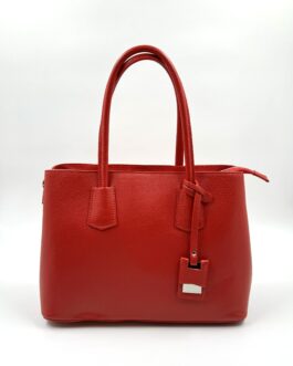 Дамска чанта от естествена кожа в червено 8001