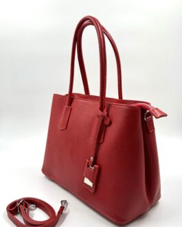 Дамска чанта от естествена кожа в червено 8001