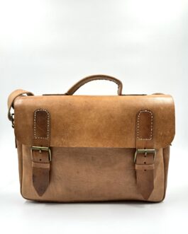 Голяма винтидж чанта от естествена кожа в натурално кафяво 0189