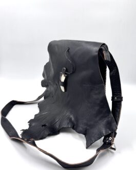 Мароканска чанта през рамо листо и рог в черно 0745