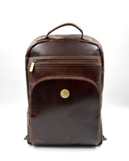 Унисекс раница за лаптоп от естествена кожа в тъмнокафяво 7079