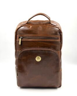Унисекс раница за лаптоп от естествена кожа в кафяво 7079