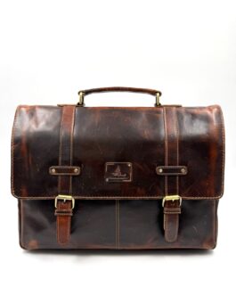 Бизнес чанта от естествена кожа в кафяво 2087