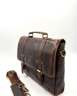 Бизнес чанта от естествена кожа в кафяво 2087