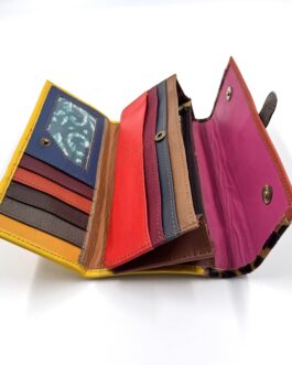 Цветен дамски портфейл от естествена кожа и косъм 6210-2