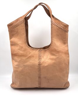 Голяма дамска чанта от естествена кожа в натурално кафяво 8916