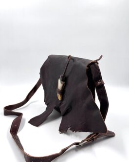 Мароканска чанта през рамо листо и рог в тъмнокафяво 0743-1