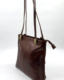 Дамска чанта- раница от естествена кожа в тъмнокафяво 8772