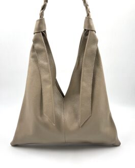 Дамска торба от естествена кожа в цвят визон 7557