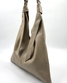 Дамска торба от естествена кожа в цвят визон 7557