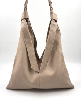 Дамска торба от естествена кожа в цвят пудра 7557