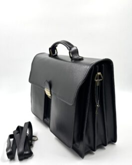 Унисекс голяма бизнес чанта от естествена кожа в черно 70478