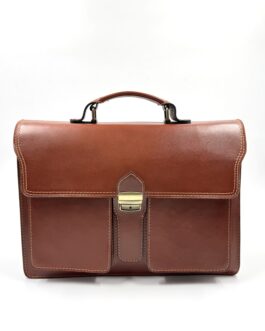 Унисекс голяма бизнес чанта от естествена кожа в кафяво 70478
