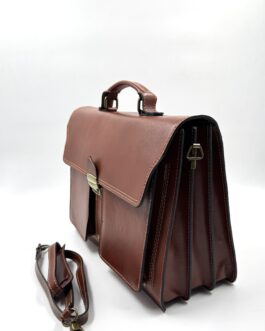 Унисекс голяма бизнес чанта от естествена кожа в кафяво 70478