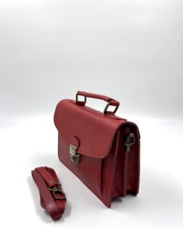 Мъжка чанта- борсета от естествена кожа в червено 705