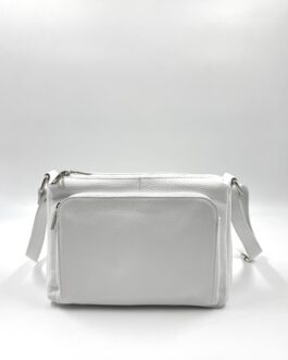 Дамска чанта през рамо от естествена кожа в бяло 0540