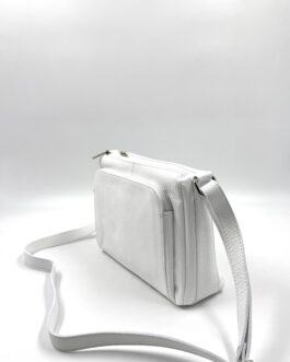 Дамска чанта през рамо от естествена кожа в бяло 0540