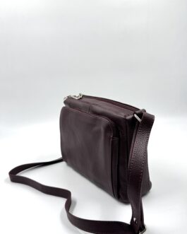 Дамска чанта през рамо от естествена кожа в цвят бордо 0540