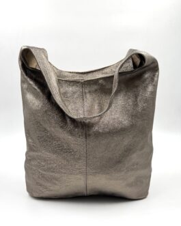 Дамска торба от естествена кожа в цвят старо злато 3399