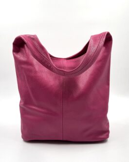 Дамска торба от естествена кожа в цвят фуксия 3399