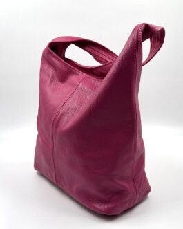 Дамска торба от естествена кожа в цвят фуксия 3399