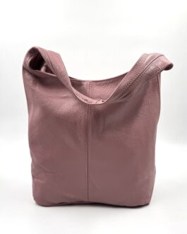 Дамска торба от естествена кожа в цвят пепел от рози 3399