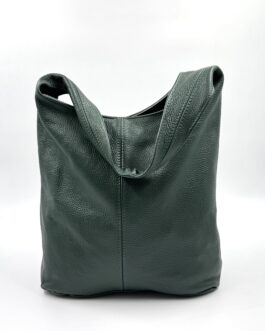 Дамска торба от естествена кожа в тъмнозелено 3399