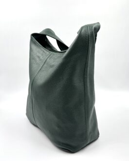 Дамска торба от естествена кожа в тъмнозелено 3399