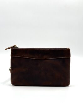 Мъжка клъч чанта от естествена кожа в кафяво 952