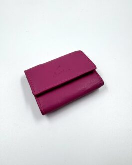 Малък дамски портфейл от естествена кожа в цвят фуксия 406