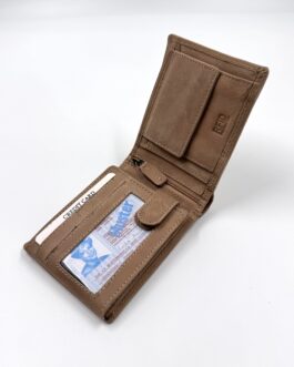 Мъжки портфейл от естествена Хънтър кожа в кафяво 1178