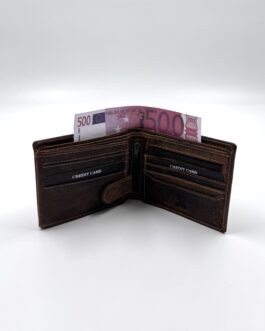 Мъжки портфейл от естествена Хънтър кожа в кафяво 10-917