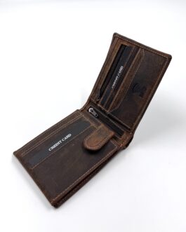Мъжки портфейл от естествена Хънтър кожа в кафяво 10-917
