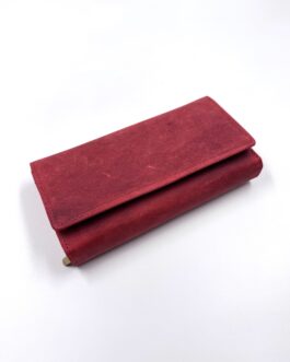 Дамски портфейл от естествена Хънтър кожа в червено 10-796
