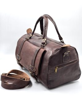 Пътна винтидж чанта от естествена кожа в тъмнокафяво 2725