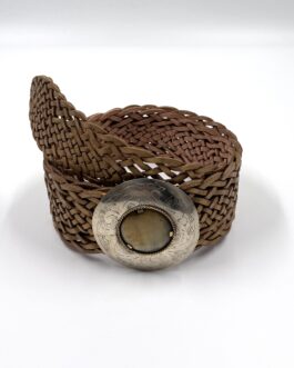 Марокански ръчно плетен колан от естествена кожа в златисто 29