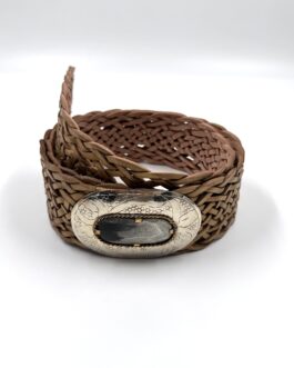 Марокански ръчно плетен колан от естествена кожа в златисто 31