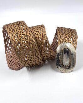 Марокански ръчно плетен колан от естествена кожа в златисто 31