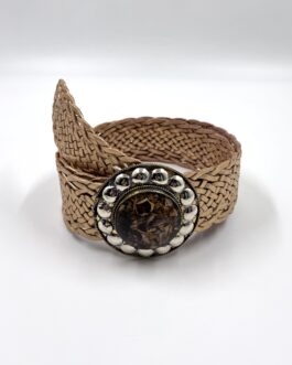 Марокански ръчно плетен колан от естествена кожа в златисто 32