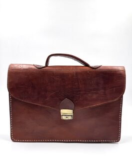 Голяма мъжка чанта от естествена кожа тип куфарче в кафяво 309