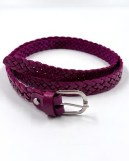 Марокански плетен колан от естествена кожа в цикламено 014