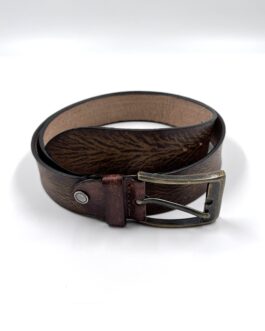 Колан от естествена кожа с ефект антик в кафяво