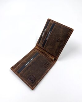 Портфейл с щипка от естествена Хънтър кожа в кафяво 10-938